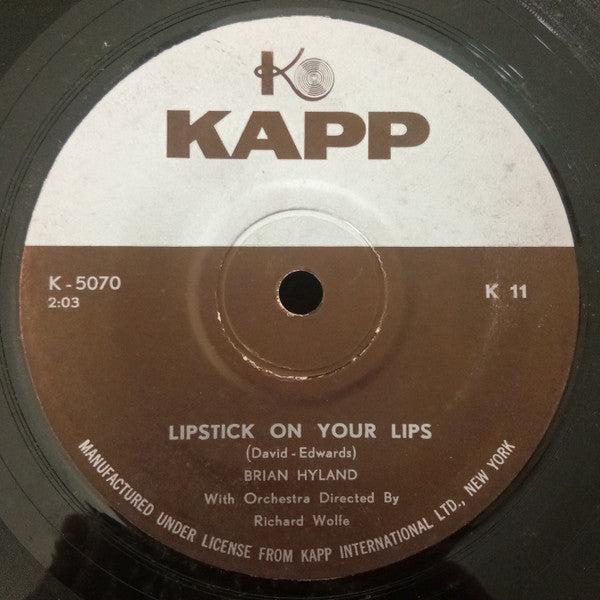Brian Hyland : Lipstick On Your Lips (7")