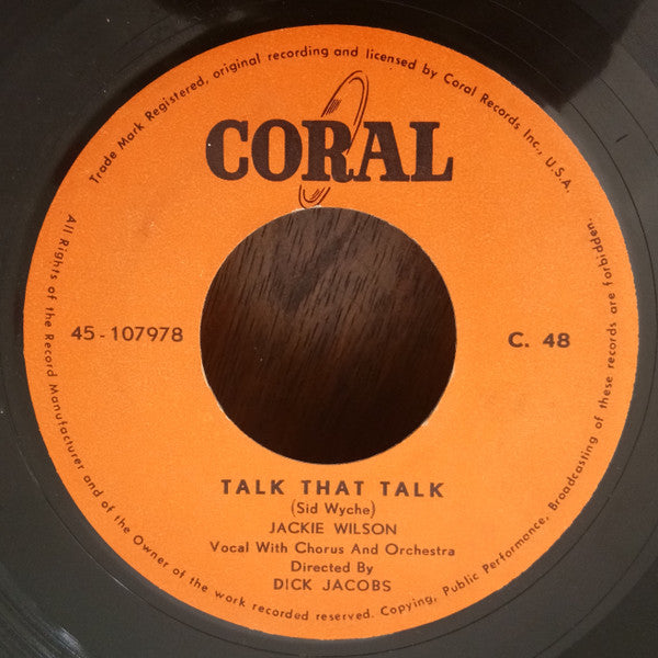 Jackie Wilson : Talk That Talk / Only You, Only Me (7")