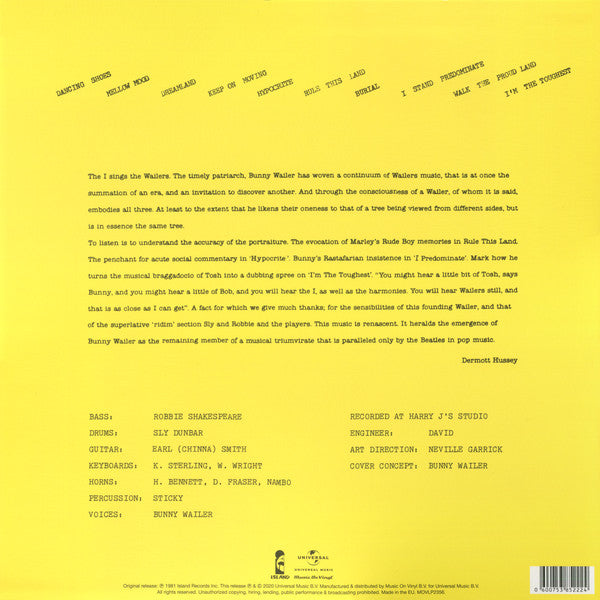 Bunny Wailer : Sings The Wailers (LP, Album, RE)