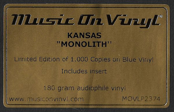 Kansas (2) : Monolith (LP, Album, Num, RE, Blu)