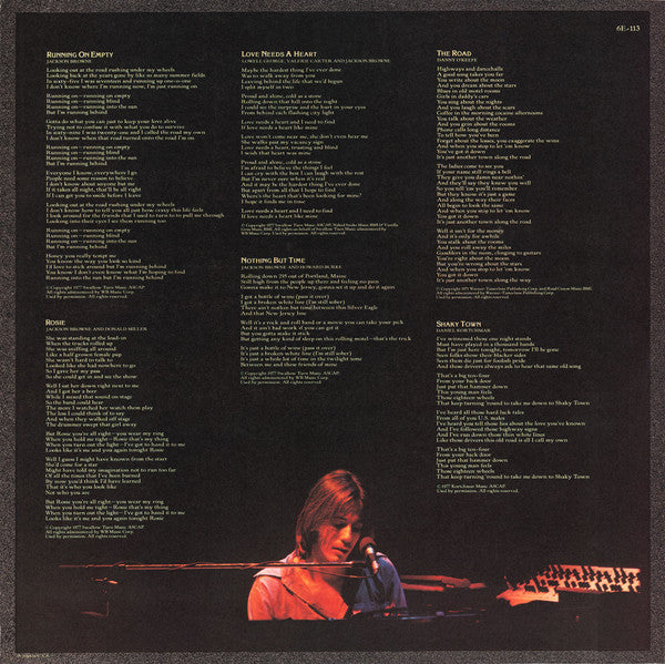 Jackson Browne : Running On Empty (LP, Album, PRC)