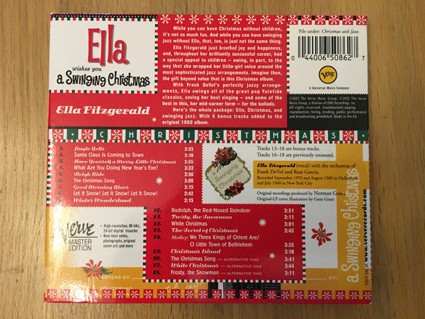 Ella Fitzgerald : Ella Wishes You A Swinging Christmas (CD, Album, RE, Dig)