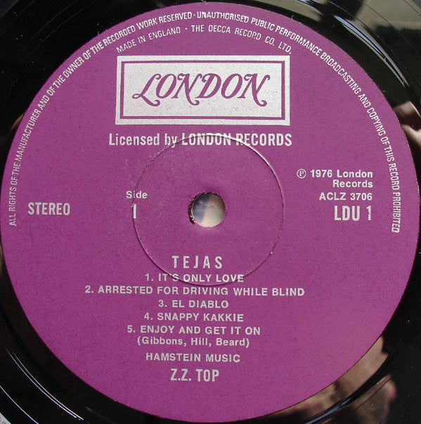 ZZ Top : Tejas (LP, Album, Gat)