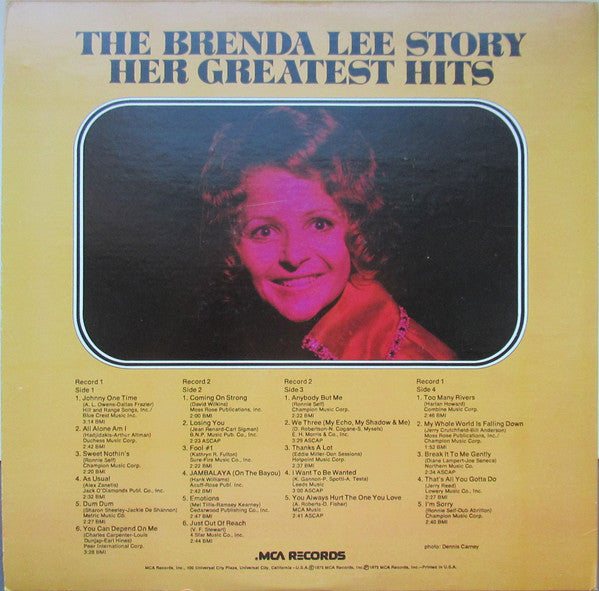 Brenda Lee : The Brenda Lee Story Her Greatest Hits (2xLP, Comp, Gat)
