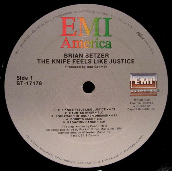 Brian Setzer : The Knife Feels Like Justice (LP, Album, Spe)