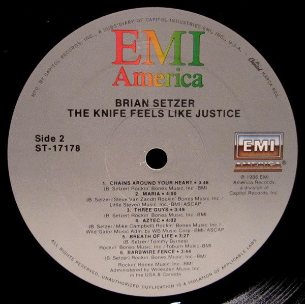 Brian Setzer : The Knife Feels Like Justice (LP, Album, Spe)