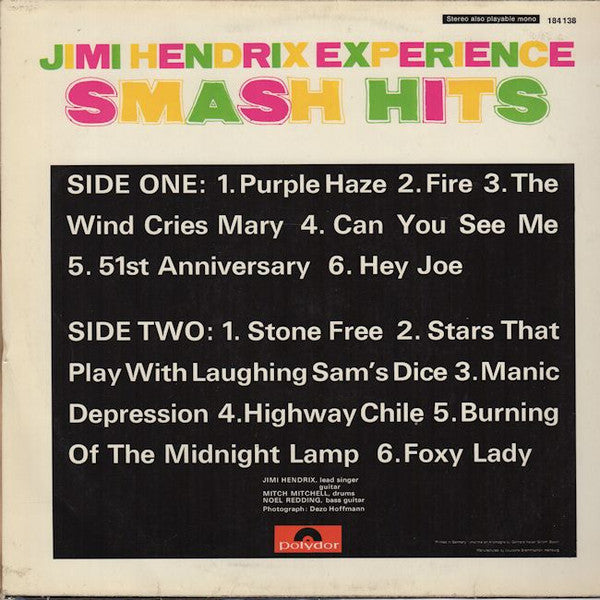 The Jimi Hendrix Experience : Smash Hits (LP, Comp)
