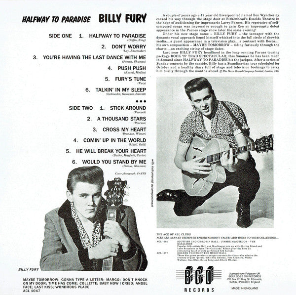 Billy Fury : Halfway To Paradise (LP, Mono, RE)