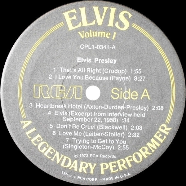 Elvis Presley : A Legendary Performer - Volume 1 (LP, Comp)