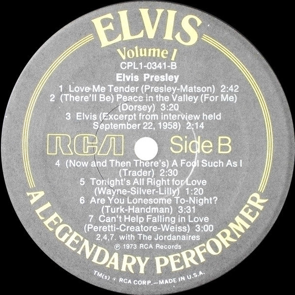 Elvis Presley : A Legendary Performer - Volume 1 (LP, Comp)