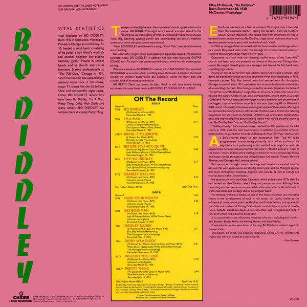 Bo Diddley : Bo Diddley (LP, Album, Comp, Mono, RE)
