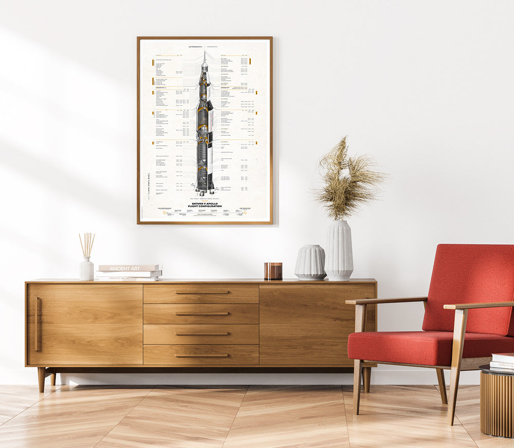 Saturn V Apollo Flight Configuration Redesigned Poster, White | Astrography - Wake Concept Store