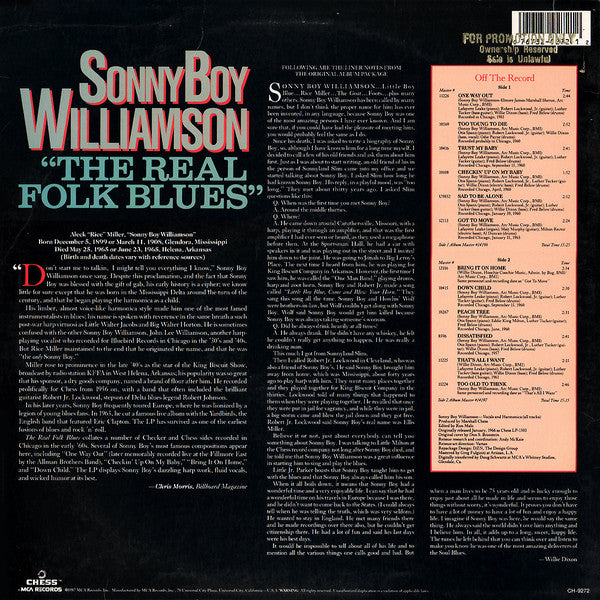 Sonny Boy Williamson (2) : The Real Folk Blues (LP, Album, RE)