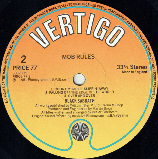 Black Sabbath : Mob Rules (LP, Album, RE)
