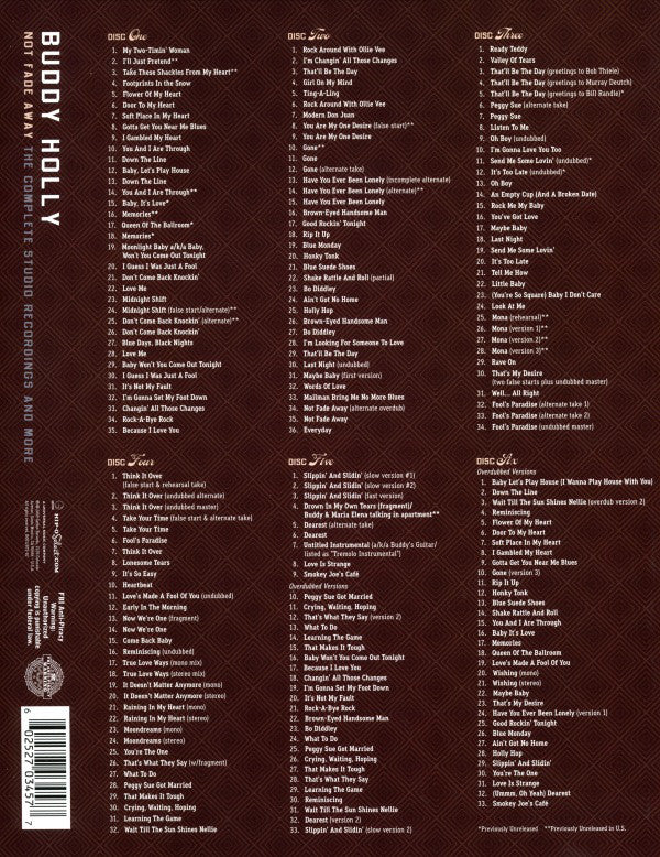 Buddy Holly : Not Fade Away: The Complete Studio Recordings And More (6xCD, Comp, RM + Box)