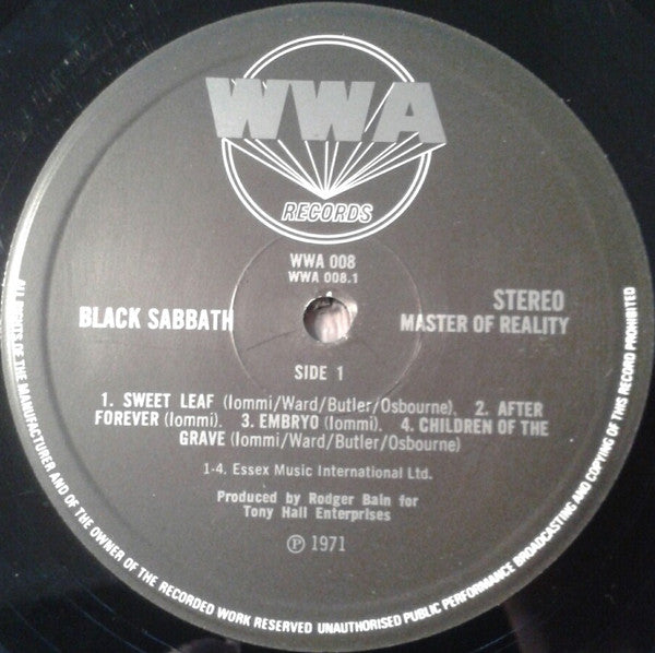 Black Sabbath : Master Of Reality (LP, Album, M/Print, RE)