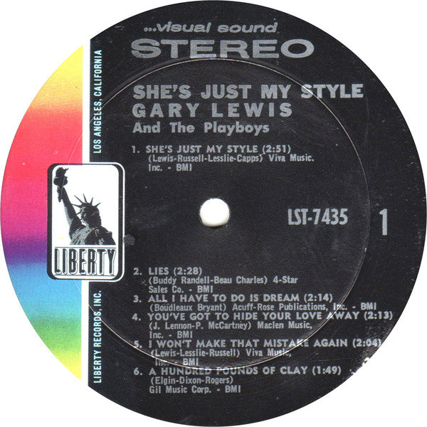 Gary Lewis & The Playboys : She's Just My Style (LP, Album, RE, )