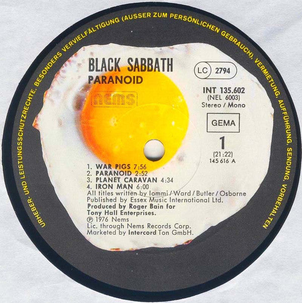Black Sabbath : Paranoid (LP, Album, RE, Gat)