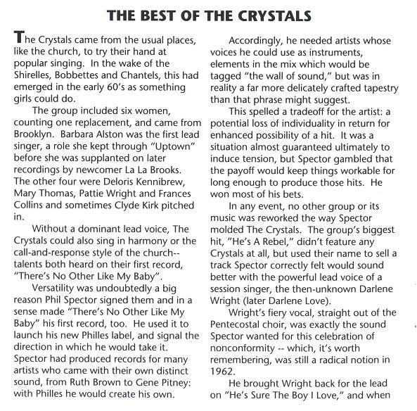 The Crystals : The Best Of The Crystals (CD, Comp)