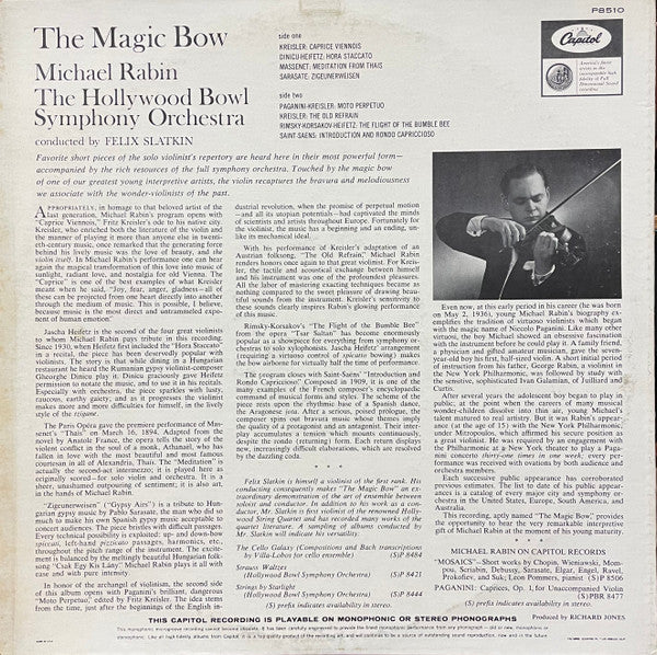 Michael Rabin, The Hollywood Bowl Symphony Orchestra : The Magic Bow (LP, Album, Mono)