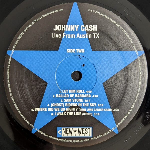 Johnny Cash : Live From Austin TX (LP, Album, Ltd, Bla)
