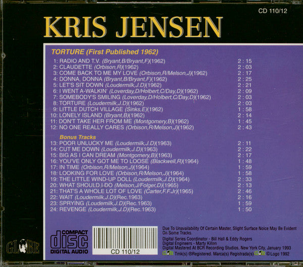 Kris Jensen : Kris Jensen Sings Torture (CD)