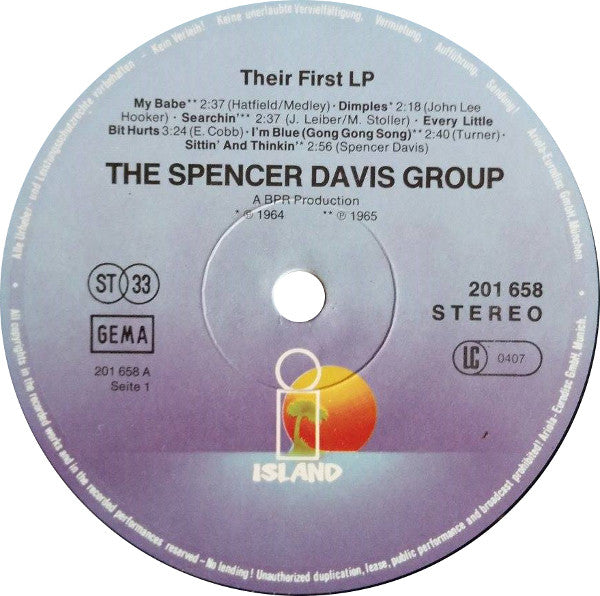 The Spencer Davis Group : Their First LP (LP, Album, Mono, RE)