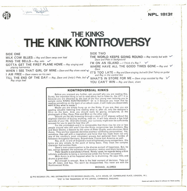 The Kinks : The Kink Kontroversy (LP, Album)
