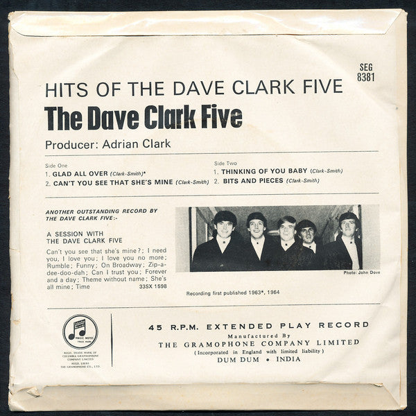 The Dave Clark Five : Hits Of The Dave Clark Five (7", EP, Mono)
