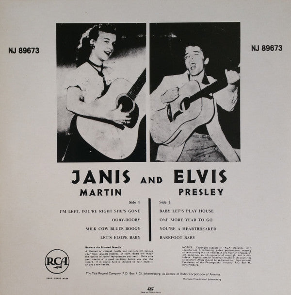 Janis Martin (2) And Elvis Presley : Janis And Elvis (10", Comp, RE)