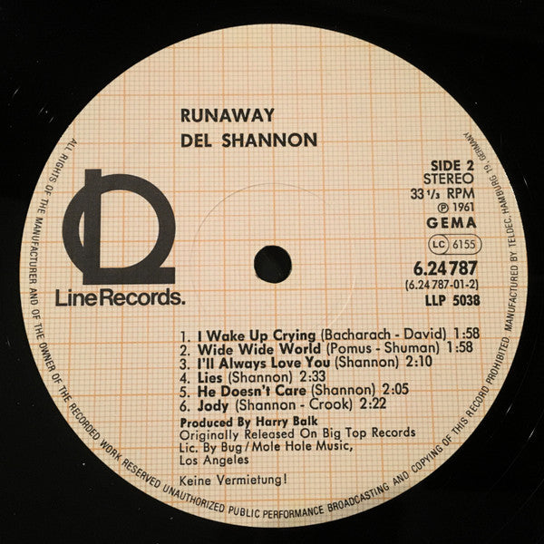 Del Shannon : Runaway (LP, Album, Mono, RE)