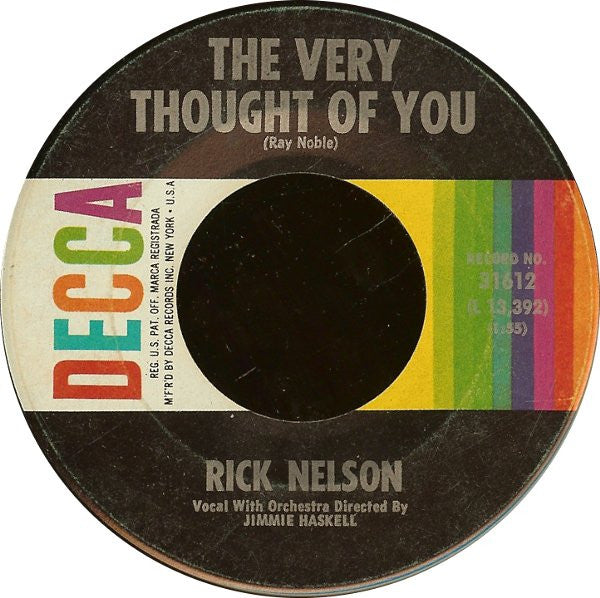 Ricky Nelson (2) : The Very Thought Of You / I Wonder (If Your Love Will Ever Belong To Me) (7", Single, Pin)