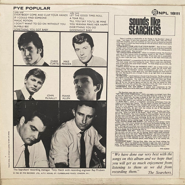 The Searchers : Sounds Like Searchers (LP, Album, Mono)