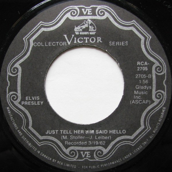 Elvis Presley : She's Not You / Just Tell Her Jim Said Hello (7", Single, RE)