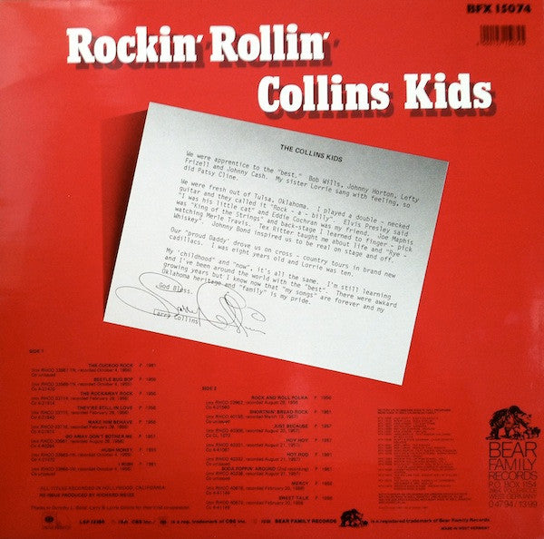 The Collins Kids : Rockin' Rollin' Collins Kids (LP, Comp, RE)