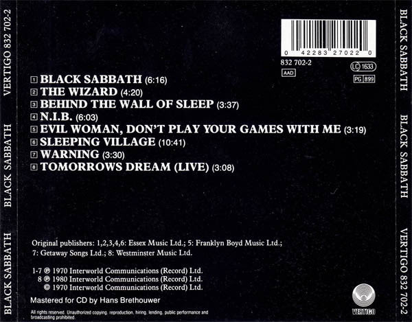 Black Sabbath : Black Sabbath (CD, Album, RE)