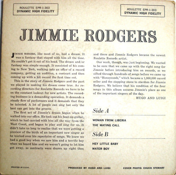 Jimmie Rodgers (2) : Woman From Liberia (7", EP, Red)