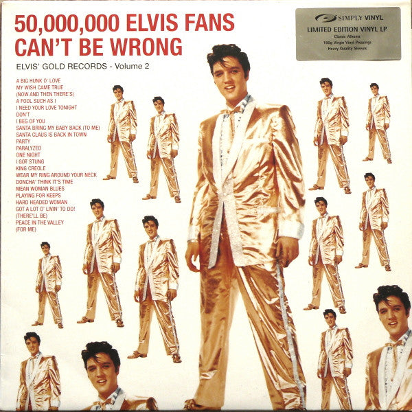 Elvis Presley : 50,000,000 Elvis Fans Can't Be Wrong - Elvis' Gold Records - Volume 2 (LP, Comp, Ltd, RE, RM, 180)
