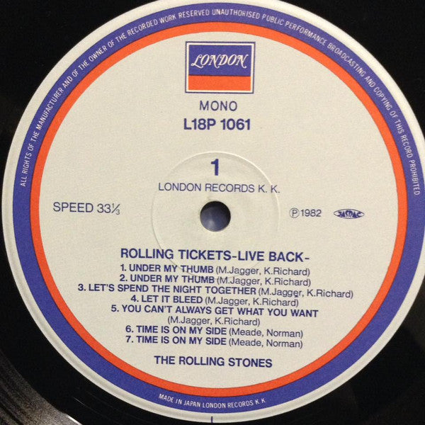 The Rolling Stones : Rolling Tickets - Live Back (LP, Comp, Mono)