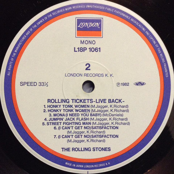 The Rolling Stones : Rolling Tickets - Live Back (LP, Comp, Mono)