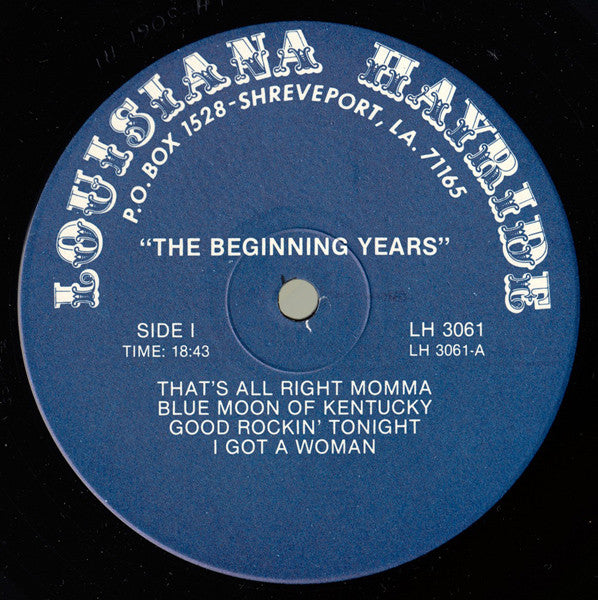 Elvis Presley : The Beginning Years, 1954 To '56 (LP, Comp, Ind)