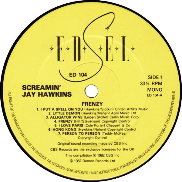 Screamin' Jay Hawkins : Frenzy (LP, Comp, Mono)