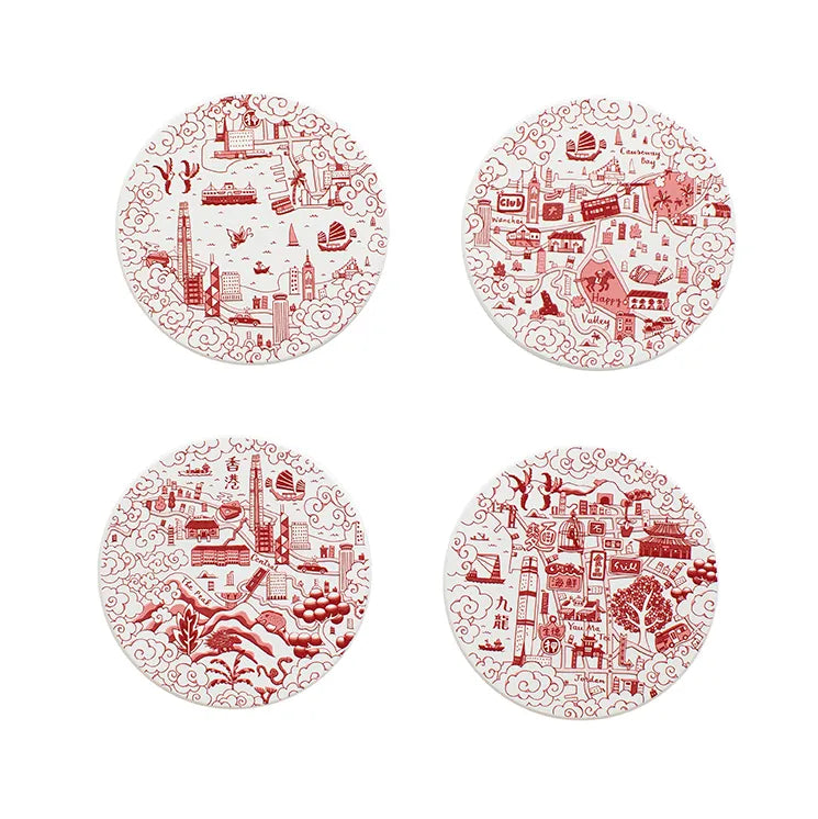Hong Kong Willow Coasters - Set Of 4, Red by Faux | Young Soy - Wake Concept Store