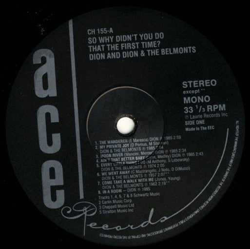Dion (3) & Dion & The Belmonts : So Why Didn't You Do That The First Time? (LP, Comp)