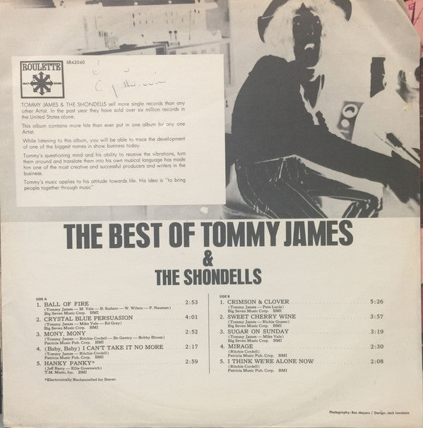 Tommy James & The Shondells : The Best Of Tommy James & The Shondells (LP, Comp)