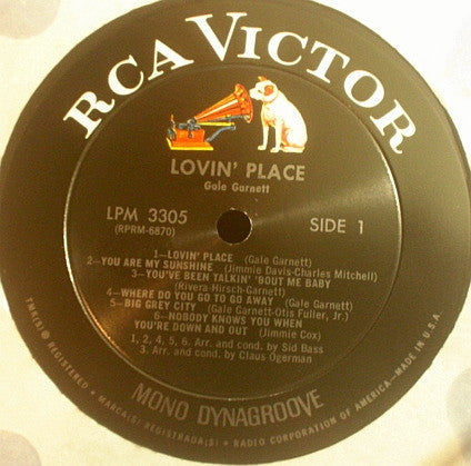 Gale Garnett : Lovin' Place (LP, Album, Mono)