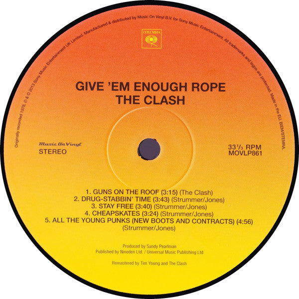 The Clash : Give 'Em Enough Rope (LP, Album, RE, RM, 180)