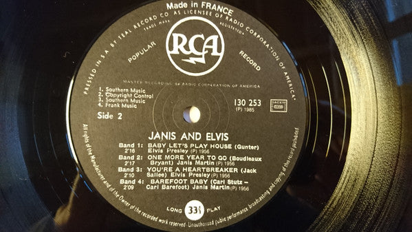 Janis Martin (2) And Elvis Presley : Janis And Elvis (10", Comp, RE)