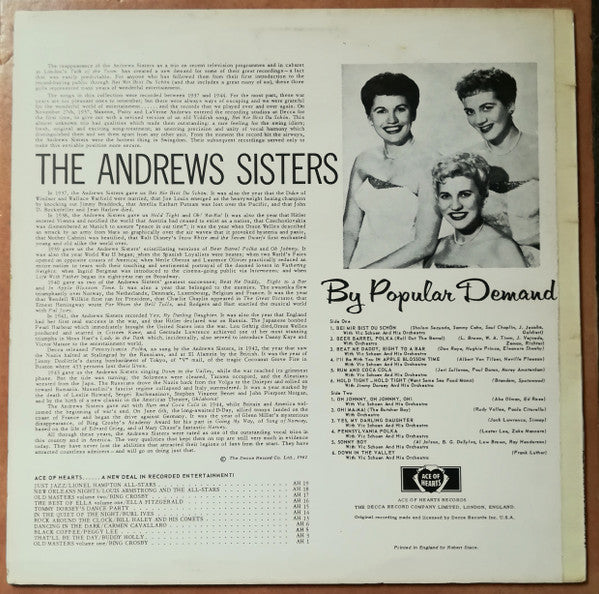 The Andrews Sisters : By Popular Demand (LP, Comp, Mono)