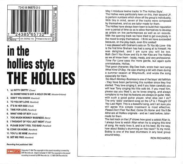 The Hollies : In The Hollies Style (CD, Album, Mono, RM, Dig)